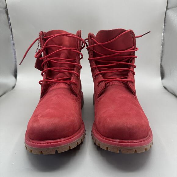 Timberland Premium Boots Womens Size 9 US Red 6 Inch Waterproof Nubuck A1JGJ - Picture 3 of 10